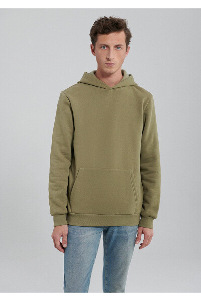 Hooded Khaki Basic Sweatshirt 0610937-71819 - 21