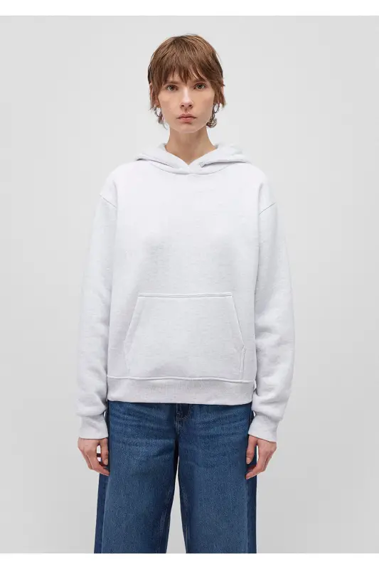 Hooded Light Grey Basic Sweatshirt 167299-85438 - 3