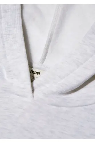 Hooded Light Grey Basic Sweatshirt 167299-85438 - 6