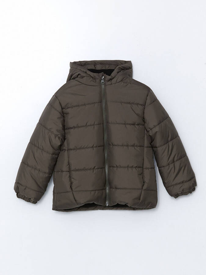 Hooded Long Sleeve Boy's Jacket-Khaki - 1