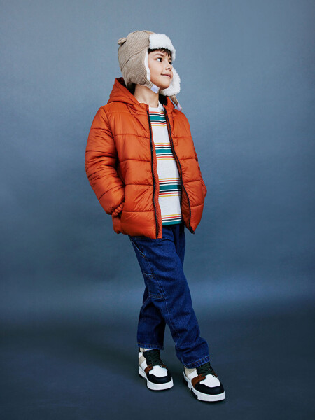 Hooded Long Sleeve Boys' Jacket-Orange - LC WAIKIKI