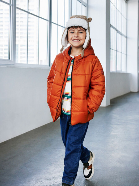 Hooded Long Sleeve Boys' Jacket-Orange - LC WAIKIKI (1)