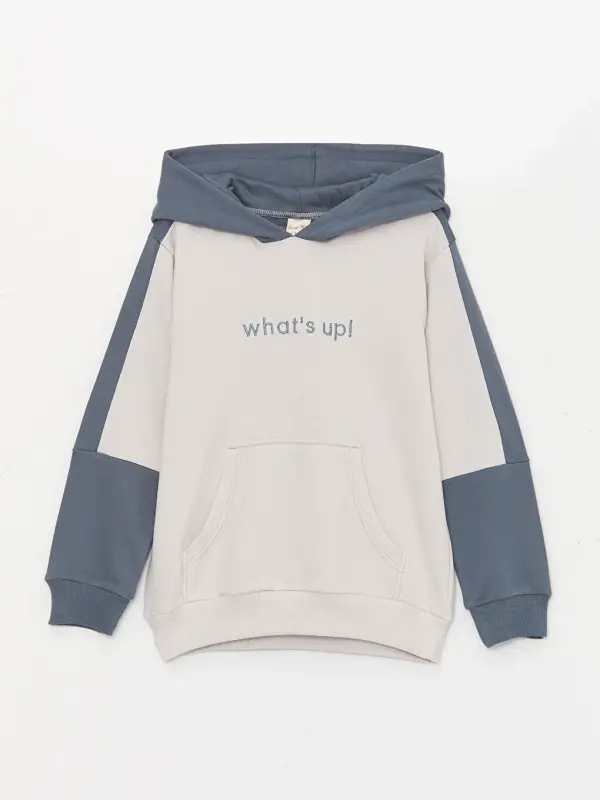 Hooded Long Sleeve Boy's Sweatshirt and Tracksuit Bottoms-Anthracite - 1