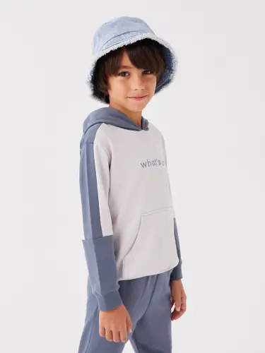 Hooded Long Sleeve Boy's Sweatshirt and Tracksuit Bottoms-Anthracite - 6