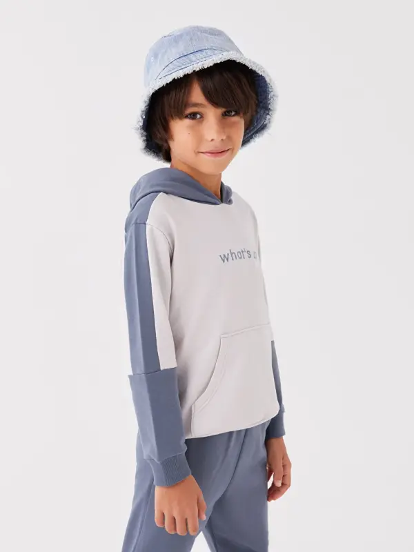 Hooded Long Sleeve Boy's Sweatshirt and Tracksuit Bottoms-Anthracite - 6