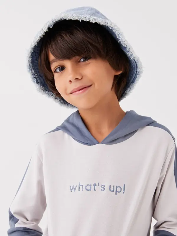 Hooded Long Sleeve Boy's Sweatshirt and Tracksuit Bottoms-Anthracite - 7