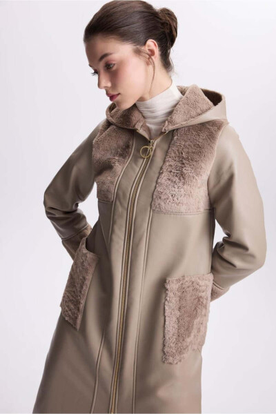 Hooded mink fur coat - 8