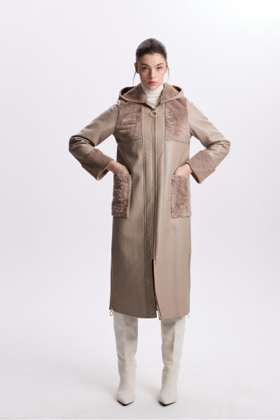 Hooded mink fur coat - 1