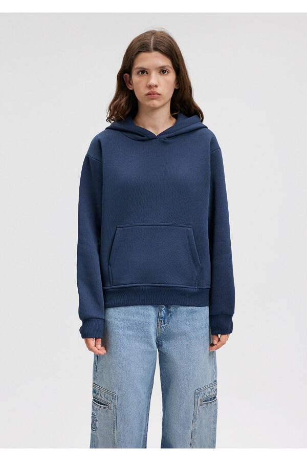 Hooded Navy Blue Basic Sweatshirt 167299-70488 - 3