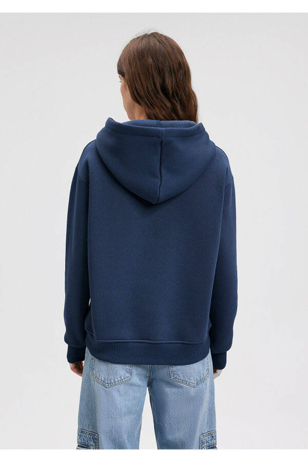 Hooded Navy Blue Basic Sweatshirt 167299-70488 - 4