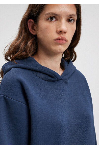 Hooded Navy Blue Basic Sweatshirt 167299-70488 - 5