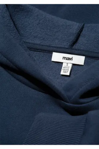 Hooded Navy Blue Basic Sweatshirt 167299-70488 - 7