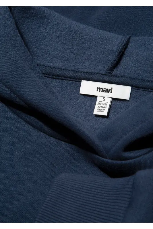Hooded Navy Blue Basic Sweatshirt 167299-70488 - 7
