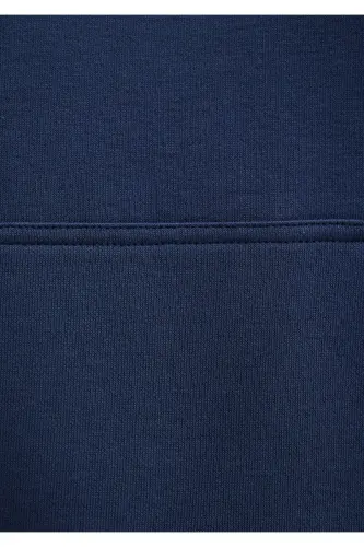 Hooded Navy Blue Basic Sweatshirt 167299-70488 - 8