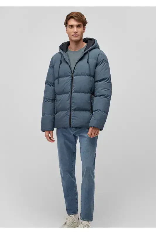 Hooded Navy Blue Puffer Jacket 0110349-70501 - 1