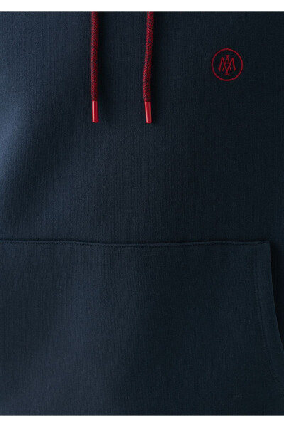 Hooded Navy Sweatshirt with Logo Embroidery 065809-29743 - 7