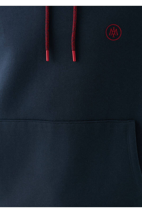 Hooded Navy Sweatshirt with Logo Embroidery 065809-29743 - 7