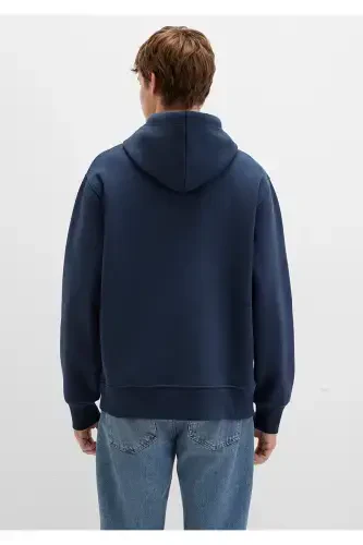 Hooded Navy Sweatshirt with Logo Embroidery 065809-29743 - 4