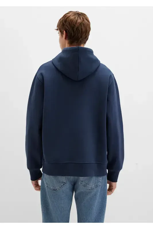 Hooded Navy Sweatshirt with Logo Embroidery 065809-29743 - 4