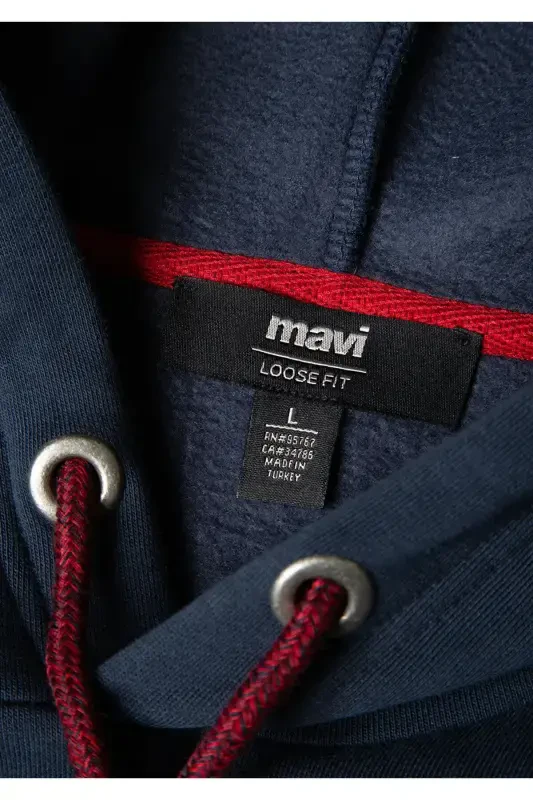 Hooded Navy Sweatshirt with Logo Embroidery 065809-29743 - 6