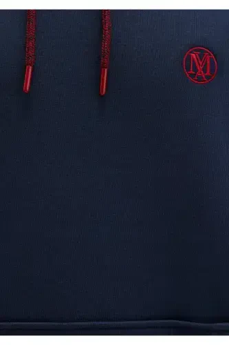 Hooded Navy Sweatshirt with Logo Embroidery 065809-29743 - 7