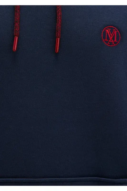 Hooded Navy Sweatshirt with Logo Embroidery 065809-29743 - 7