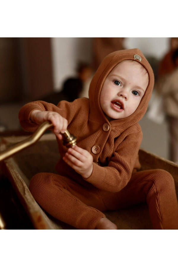 Hooded Organic Cotton Baby and Child Hoodie Brown - 5