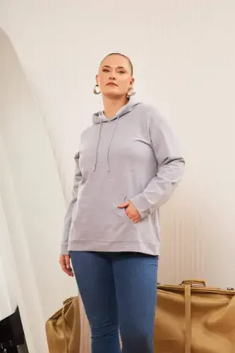 Hooded Oversize Grey Sweatshirt - 1