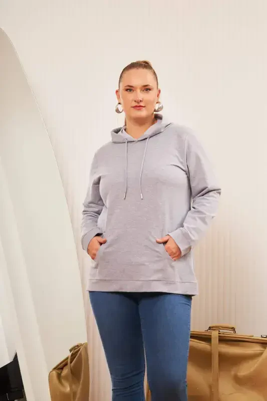 Hooded Oversize Grey Sweatshirt - 2