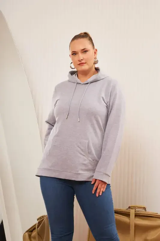Hooded Oversize Grey Sweatshirt - 5