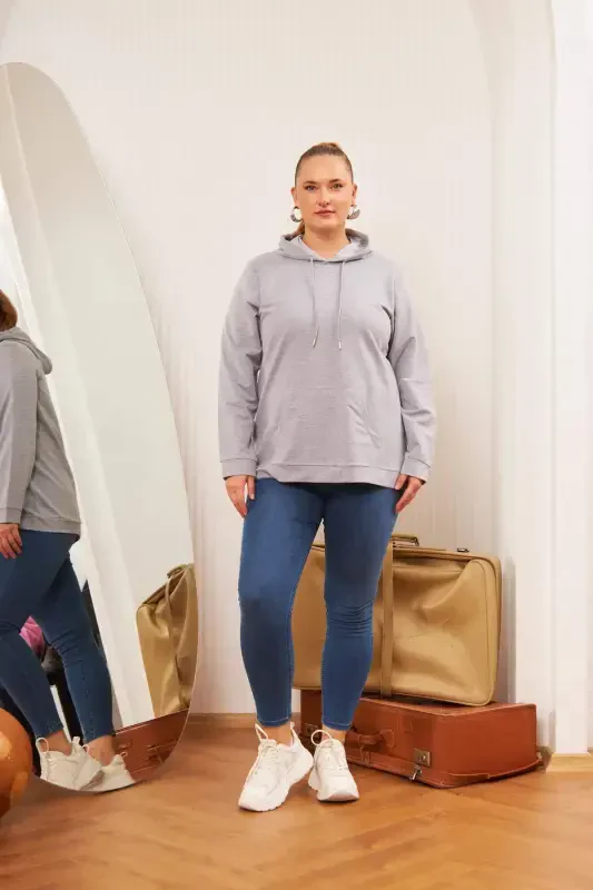 Hooded Oversize Grey Sweatshirt - 6