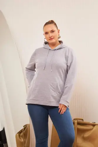 Hooded Oversize Grey Sweatshirt - 3