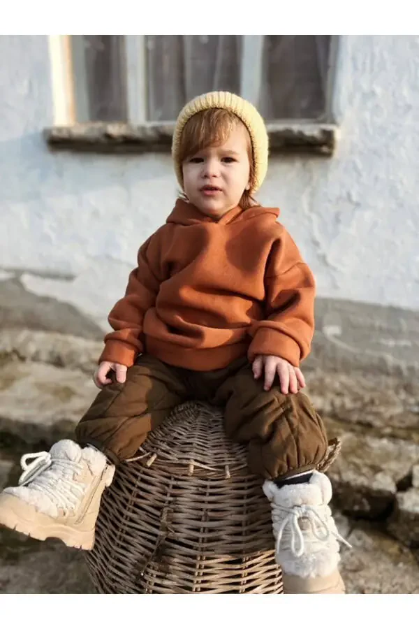 Hooded Oversize Sweatshirt - Baby/Kid, Thick Fleece Sweat with Three-Thread Inner Lining - 3