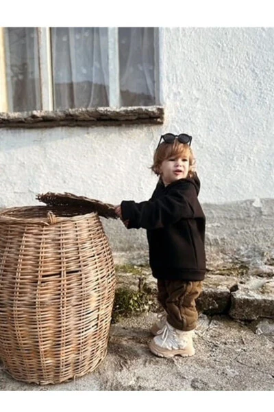 Hooded Oversize Sweatshirt - Baby/Kids Thick Fleece Fabric with Three Threads - GENEL MARKALAR (1)