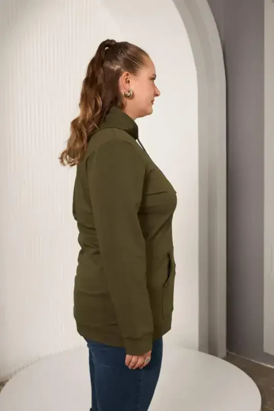 Hooded Oversized Khaki Sweatshirt - 3