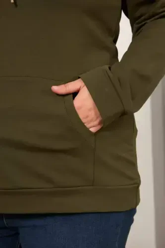 Hooded Oversized Khaki Sweatshirt - 4