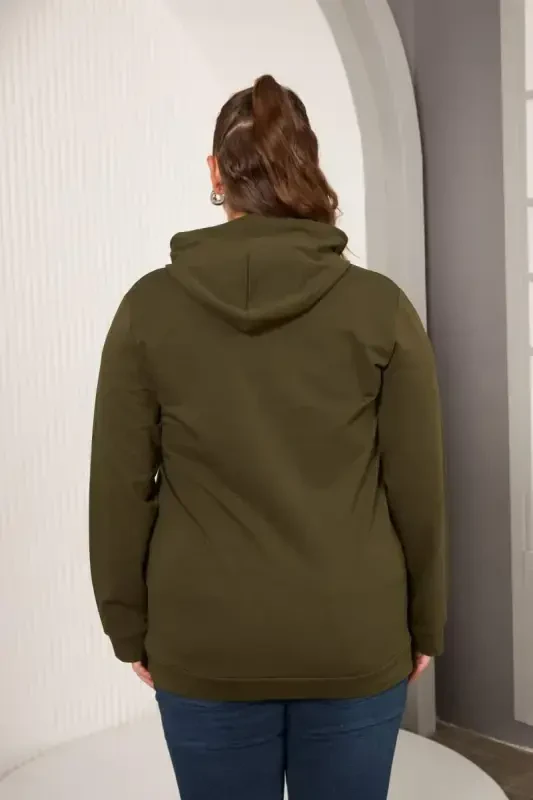 Hooded Oversized Khaki Sweatshirt - 5