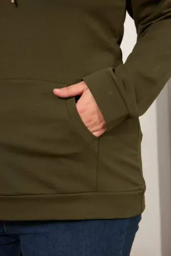 Hooded Oversized Khaki Sweatshirt - 4