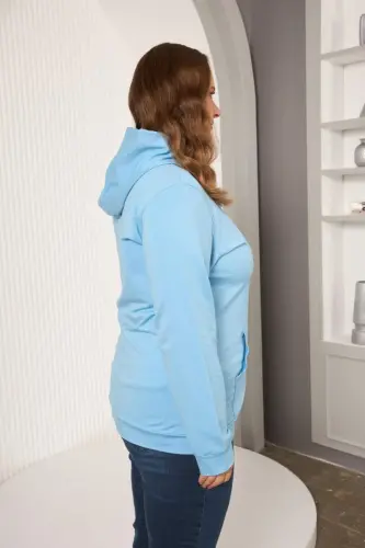 Hooded Oversized Sweatshirt Baby Blue - 3