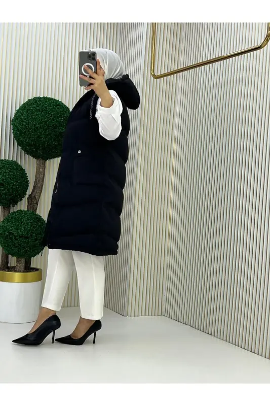 Hooded Padded Vest-Black - 3