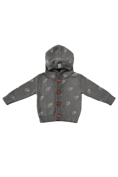 Hooded Patterned Organic Cotton Baby And Children's Hoodie Grey - 1