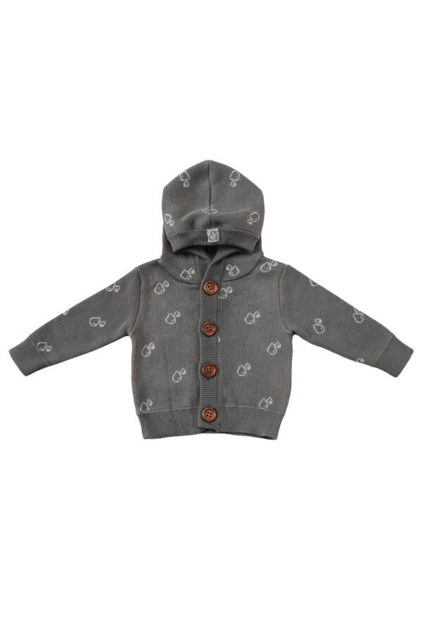 Hooded Patterned Organic Cotton Baby And Children's Hoodie Grey - 1