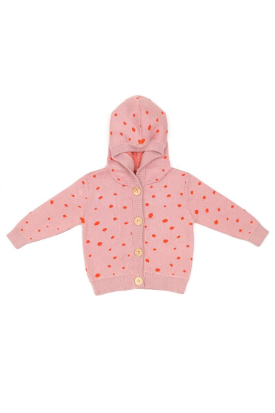 Hooded Patterned Organic Cotton Baby and Kids Hoodie Pink - 1