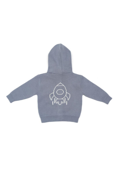 Hooded Patterned Organic Cotton Baby And Kids Sweatshirt Blue - 1