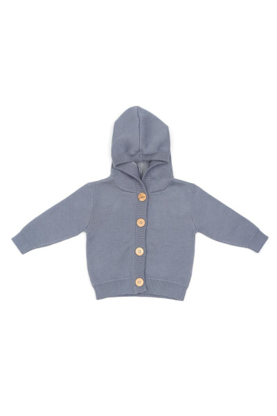 Hooded Patterned Organic Cotton Baby And Kids Sweatshirt Blue - 2