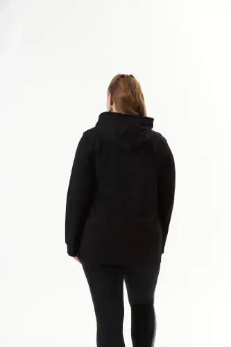 Hooded Plus Size Black Sweatshirt - 6