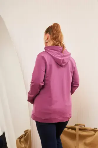 Hooded Plus Size Burgundy Sweatshirt - 4