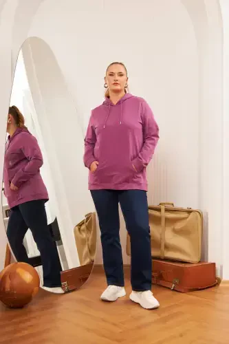 Hooded Plus Size Burgundy Sweatshirt - 6