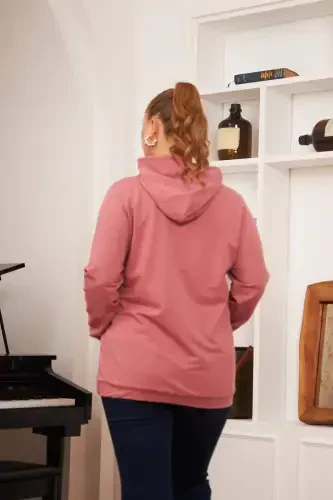 Hooded Plus Size Dusty Rose Sweatshirt - 5