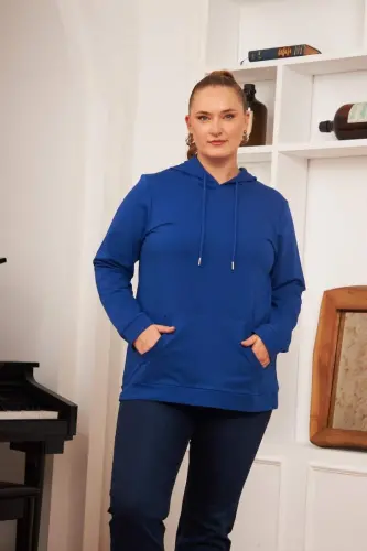 Hooded Plus Size Teal Sweatshirt - 1